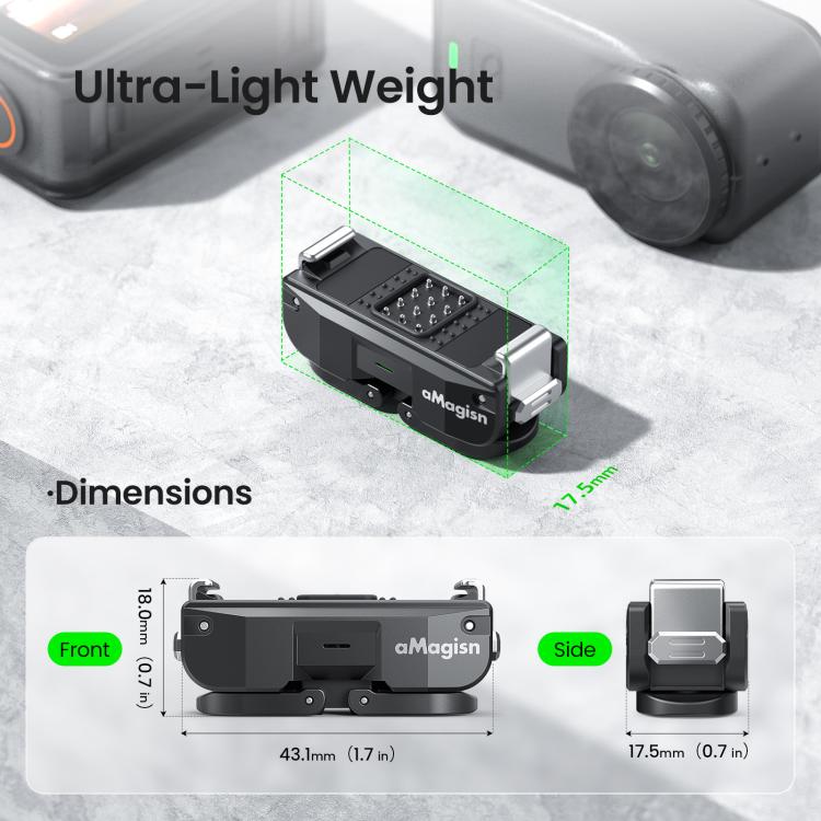 For DJI Osmo Nano aMagisn TN02 Rechargeable Magnetic Quick-Release Base Action Camera Accessory