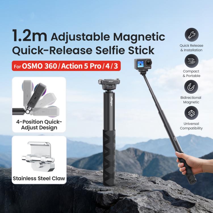 aMagisn PD16 120cm Quick-Release Selfie Stick Gimbal, For DJI Osmo 360 / Action 5 Pro / Action 4 / Action 3