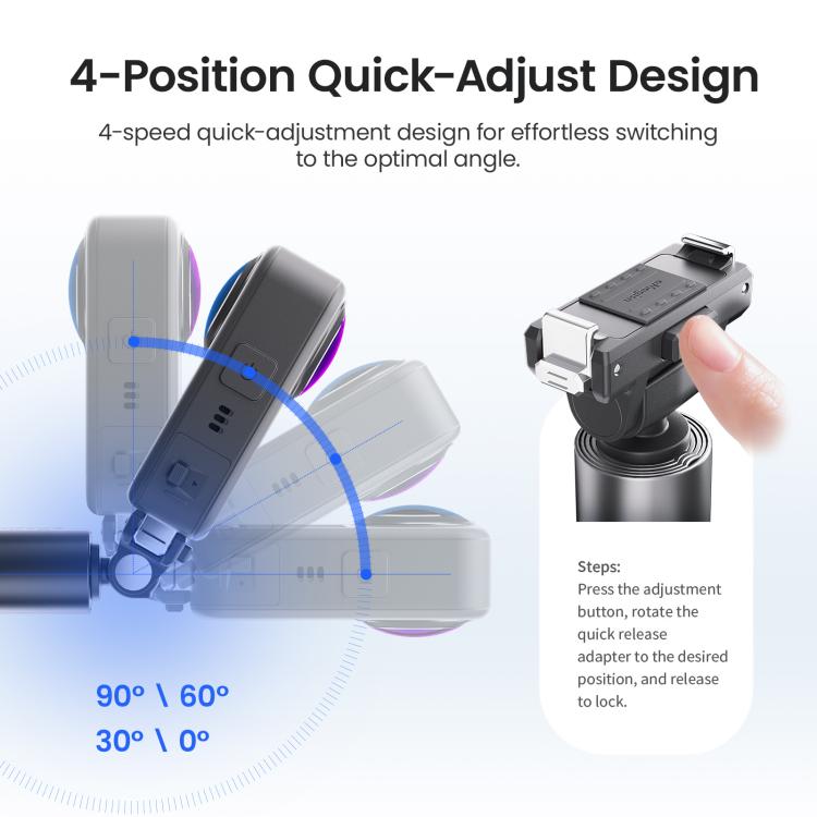 aMagisn PD16 120cm Quick-Release Selfie Stick Gimbal, For DJI Osmo 360 / Action 5 Pro / Action 4 / Action 3