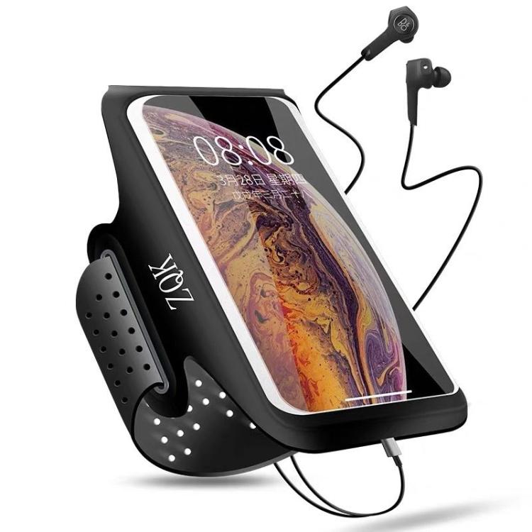 ZQK Touchscreen Armband for Running Phone Holder Breathable & Stretchable for Secure Fit, Size: Large Dark Gray