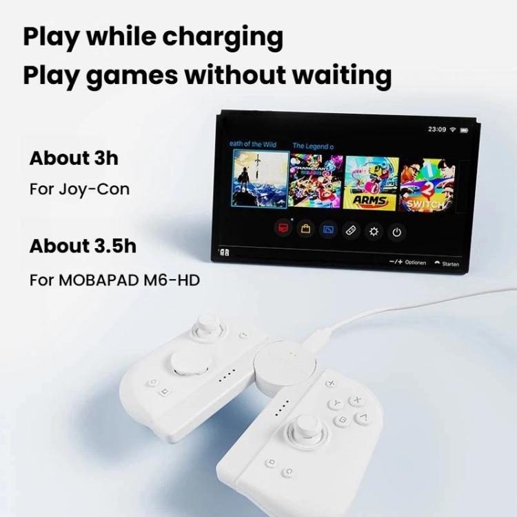 For M6-HD / Switch MOBAPAD SA1 Left & Right Controller Charging Grip - White