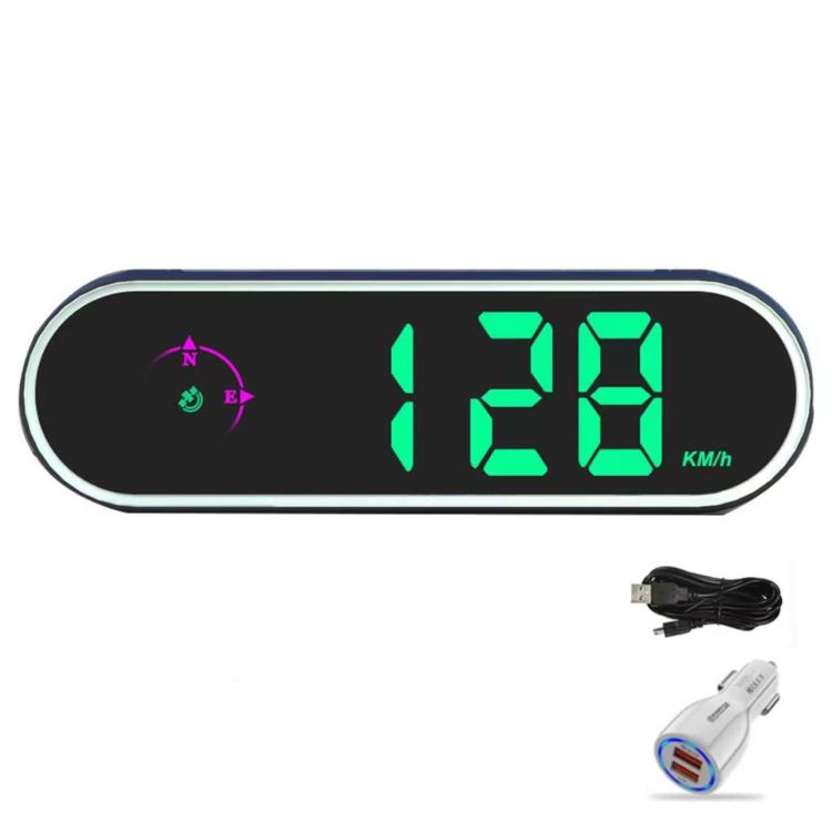 Colorful Head Up Display MPH/KMH Switchable Vehicle Speed Safety Warning Device, Specifications: Dual USB Car Charger