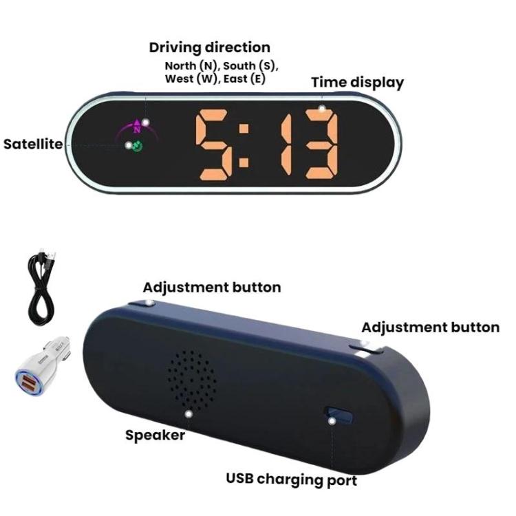 Colorful Head Up Display MPH/KMH Switchable Vehicle Speed Safety Warning Device, Specifications: USB Cable