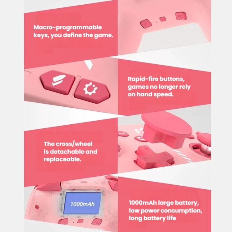 For Steam MOBAPAD Chitu HD Wireless Bluetooth Vibration Game Controller - Pink