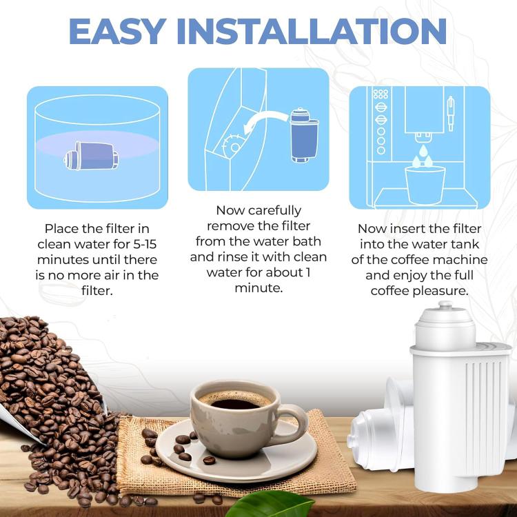 TCZ7003 Active Carbon Water Filter Replacement For Siemens / Bosch EQ Series / Panasonic NC-ZA1 Coffee Machines - White