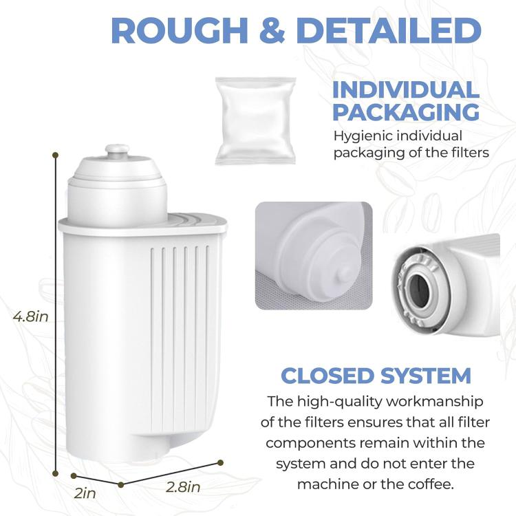 TCZ7003 Active Carbon Water Filter Replacement For Siemens / Bosch EQ Series / Panasonic NC-ZA1 Coffee Machines - White