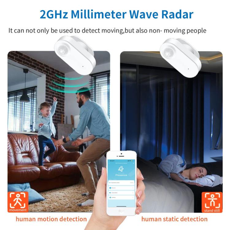 PIR+Light Sensor Zigbee Human Presence Sensor PIR Motion Radar, Compatible With Home Assistant