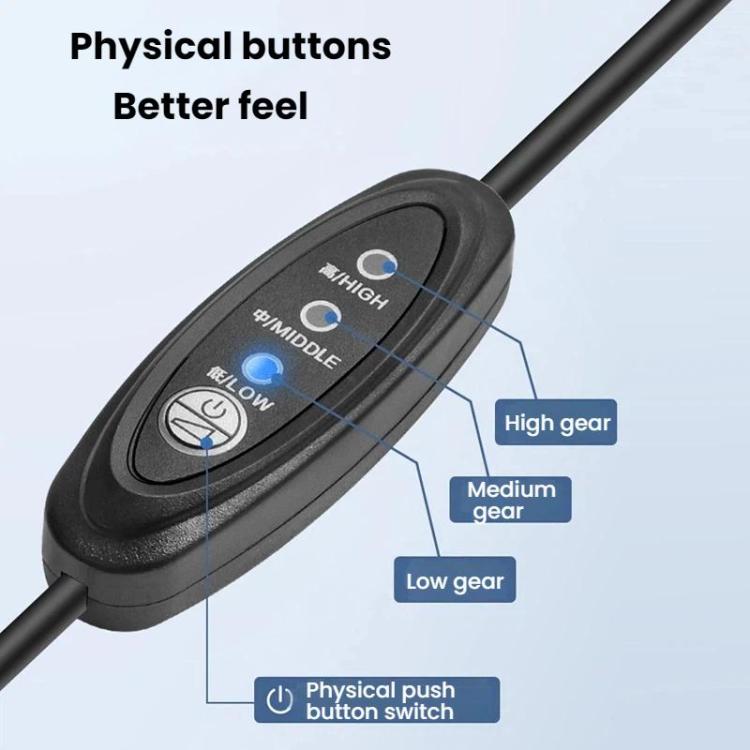 0.3m Push-button T3-speed Adjustable Power Cord - USB Male To Female