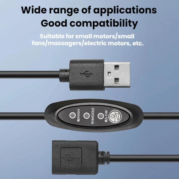 0.3m Push-button T3-speed Adjustable Power Cord - USB Male To Female