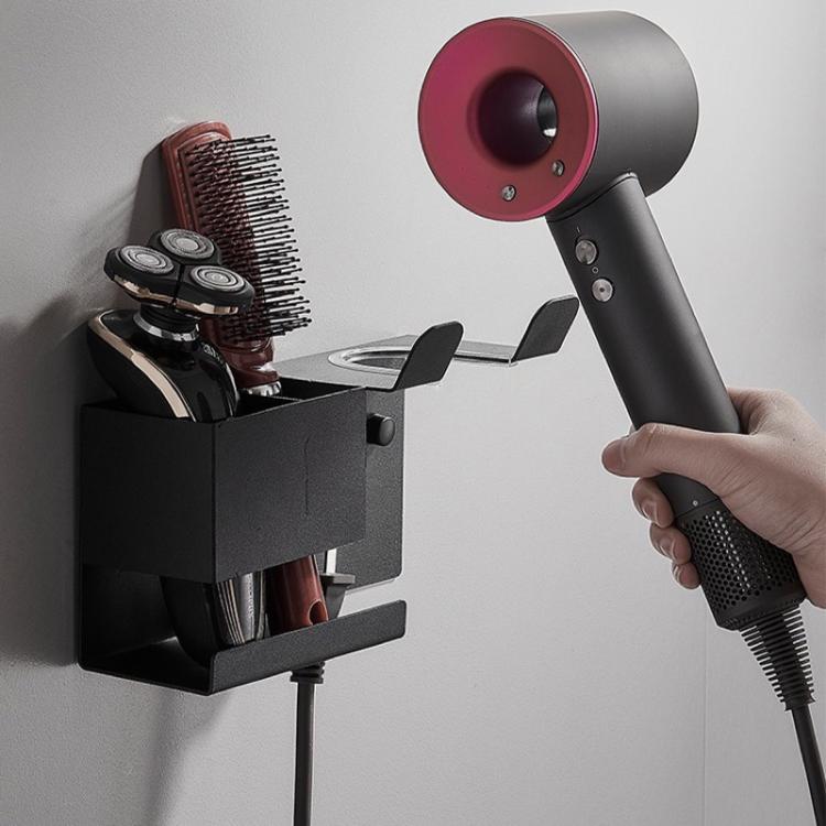 Universal Hair Dryer Holder Wall Mount with Cord Organizer Storage for Hair Styling Tools, Spec: Drill White