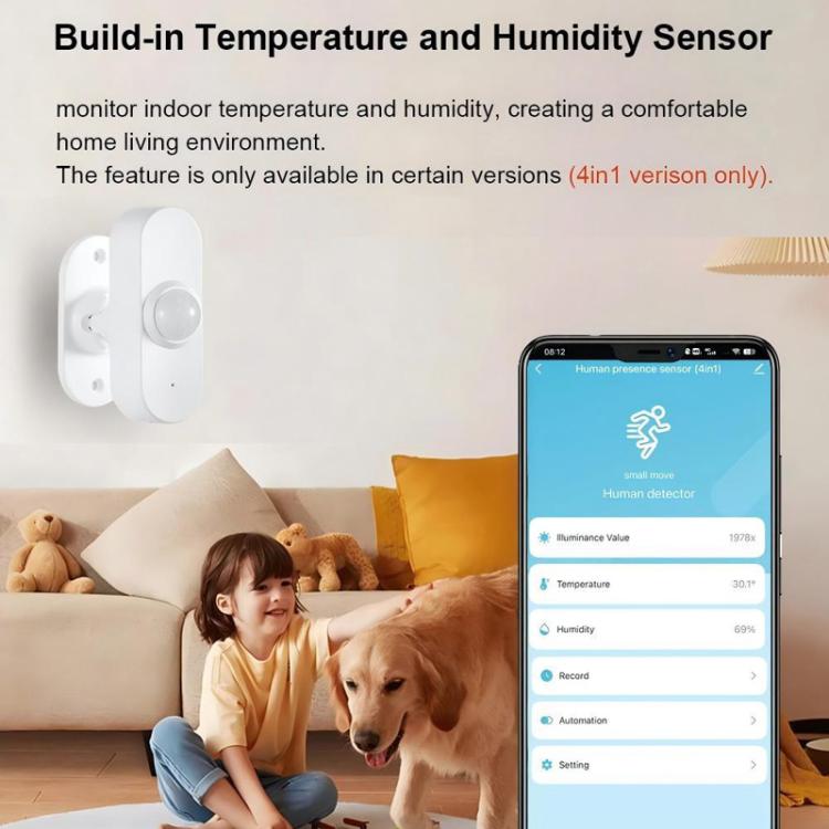 ZG-204ZH With 24GHz Millimeter Wave PIR+Light Sensor+Temperature/Humidity+USB Human Presence Sensor Zigbee Low-Power Temperature/Humidity Light Sensor