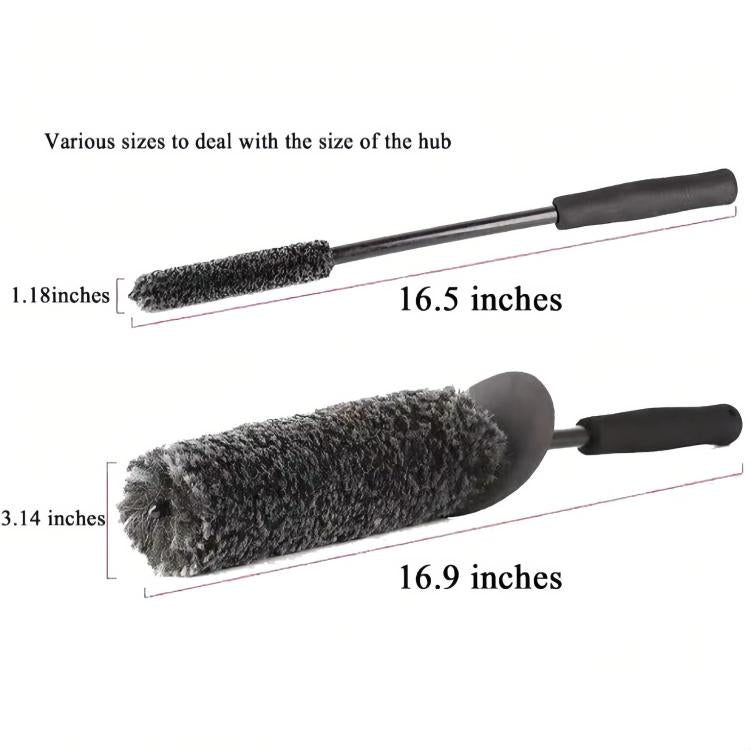 Artificial Wool Fiber Stick Car Crevice Wheel Hub Cleaning Brush - Gray