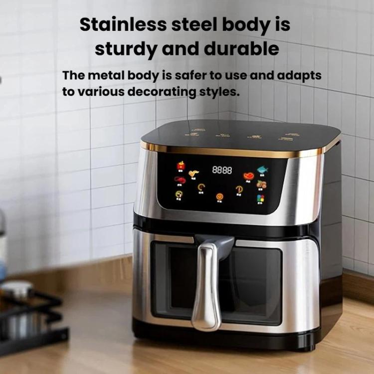1400W 10L Multifunctional No-Flip Air Fryer Smart Touch Control Electric Fryer, Spec: Visible UK Plug