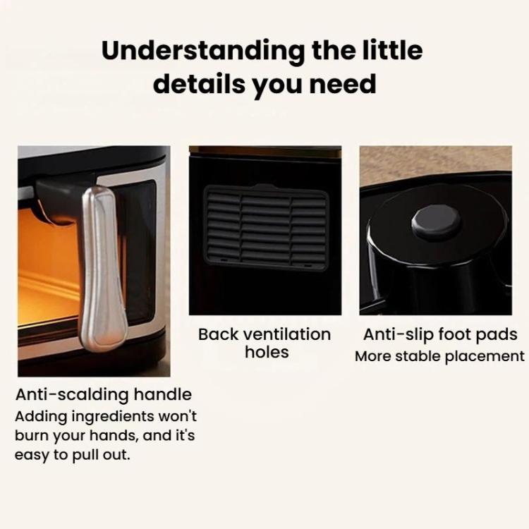 1400W 10L Multifunctional No-Flip Air Fryer Smart Touch Control Electric Fryer, Spec: Visible EU Plug