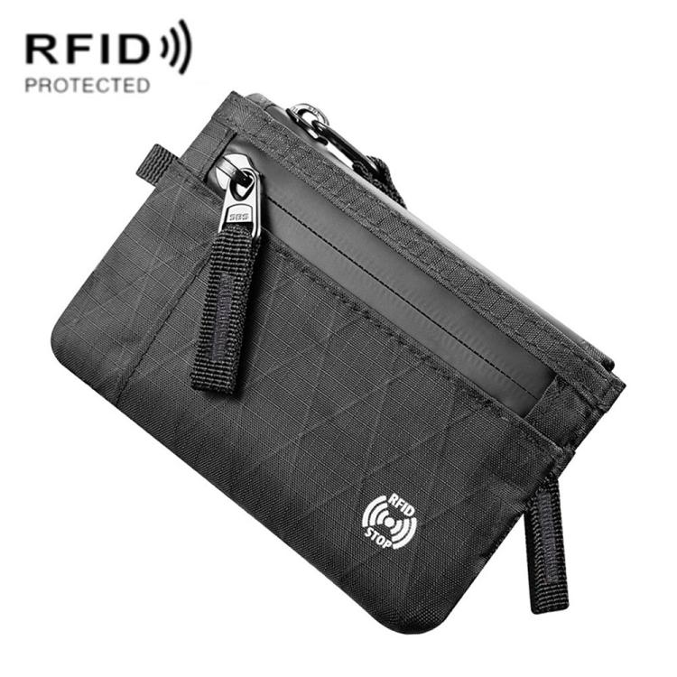 Anti-Theft Card Holder RFID-Protected Portable Key Coin Wallet Multifunctional Travel Document Case, Color: Black