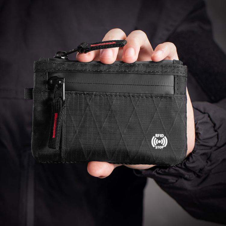 Anti-Theft Card Holder RFID-Protected Portable Key Coin Wallet Multifunctional Travel Document Case, Color: Large Black