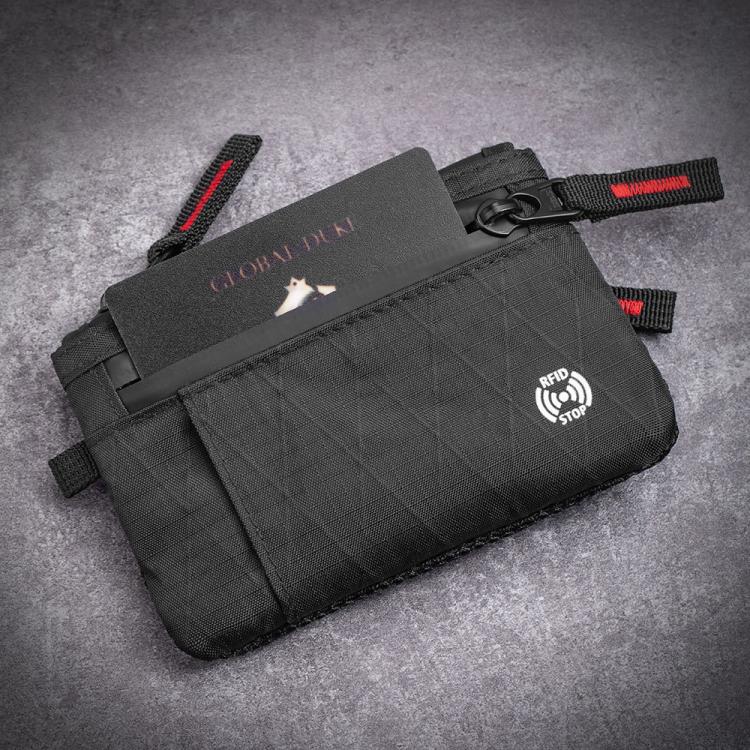 Anti-Theft Card Holder RFID-Protected Portable Key Coin Wallet Multifunctional Travel Document Case, Color: Black