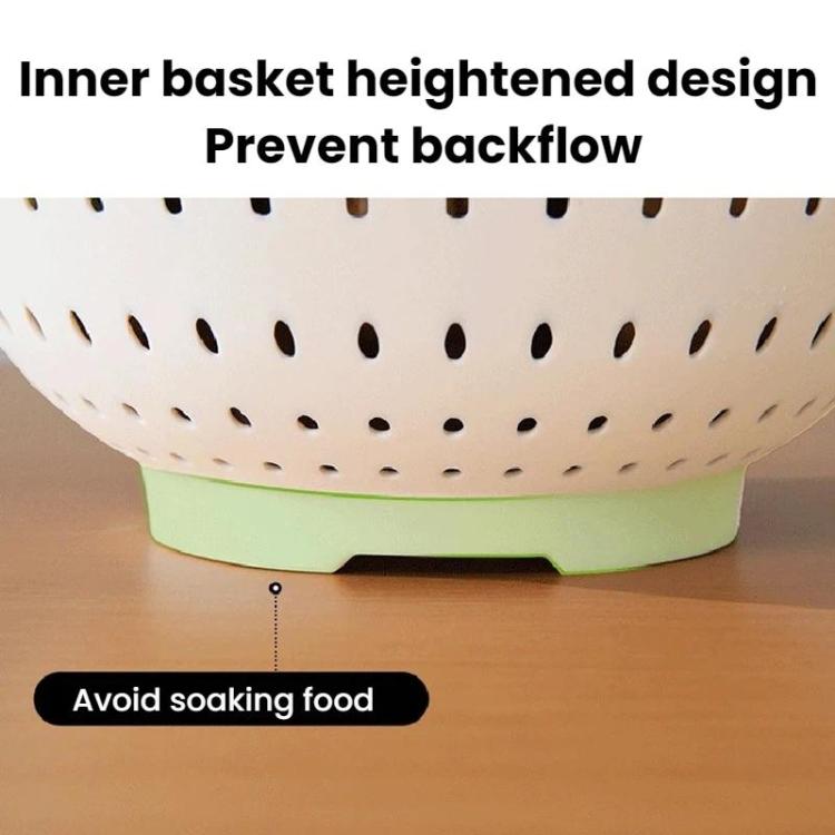 Vegetable Washing Draining Basket Multi-Functional Double-Layer Rice Washing Basin, Size: Large+Small