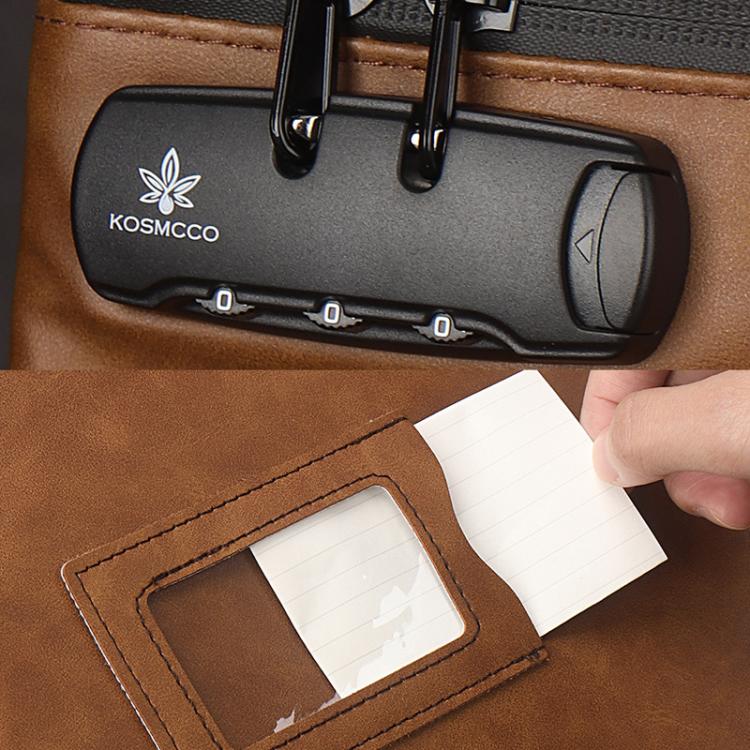 KOSMCCO CL250 Password Lock Leather Document Pouch A4 Large Capacity File Organizer ID Holder - Brown