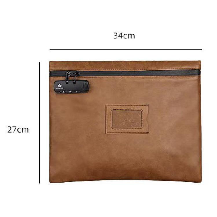 KOSMCCO CL250 Password Lock Leather Document Pouch A4 Large Capacity File Organizer ID Holder - Brown