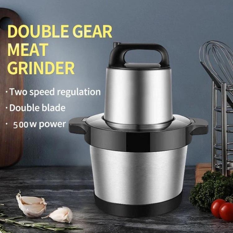 500W 6L Large-Capacity Stainless Steel Meat Grinder Multifunctional Garlic Chopper UK Plug