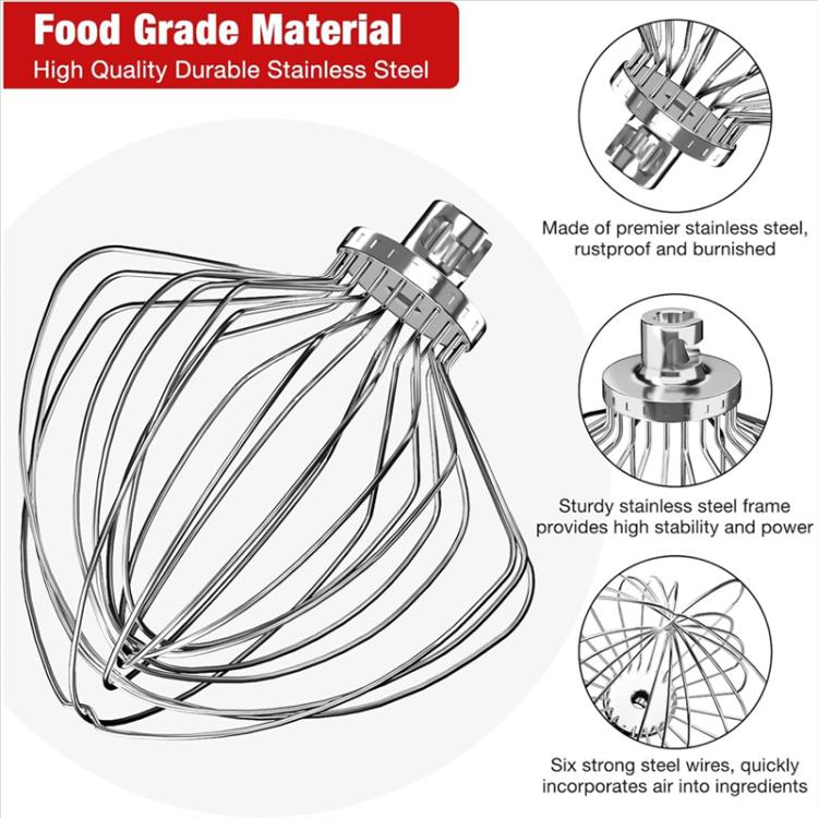 11-Wire Stainless Steel Whisk Attachment for KitchenAid 7 Quart Bowl-Lift Stand Mixer - KN211WW