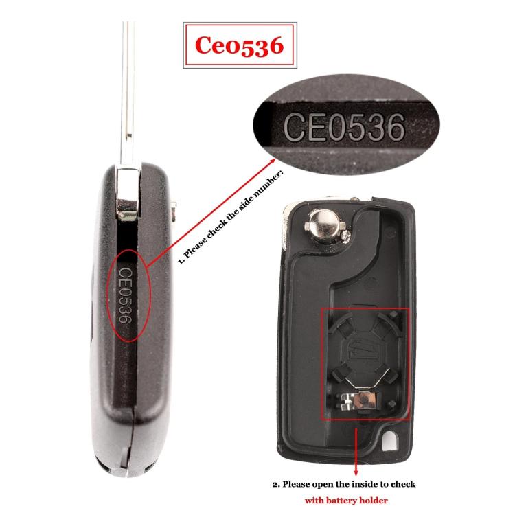 For Peugeot 2 Button Car Remote Key Shell - No Groove With Key Holder VA2, CE0536