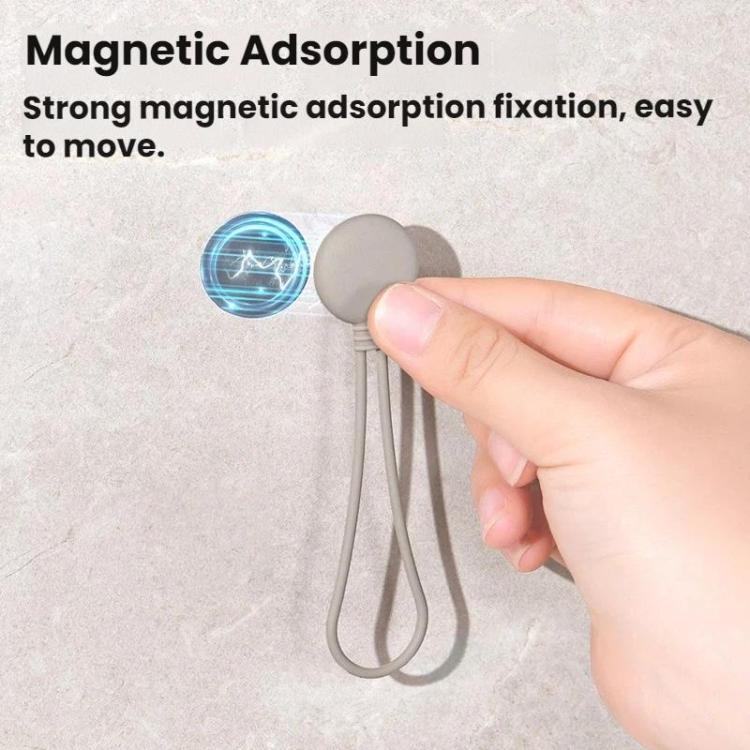 2pcs Bundled Silicone Magnetic Lanyard Data Cable Organizer - Apricot Coffee