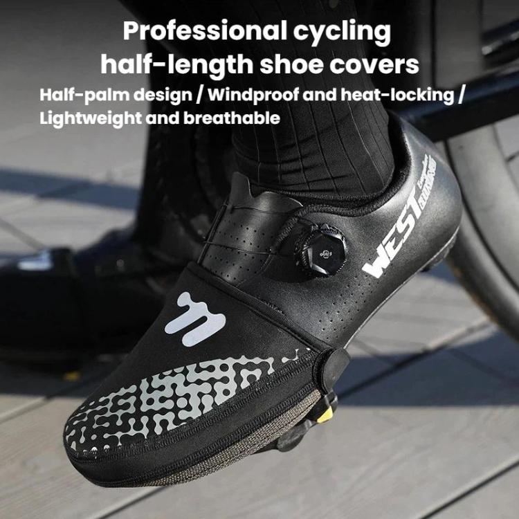 WEST BIKING Breathable Reflective Cycling Shoe Covers For Bikes Half Palm Windproof & Warm Shoe Covers, Size: L
