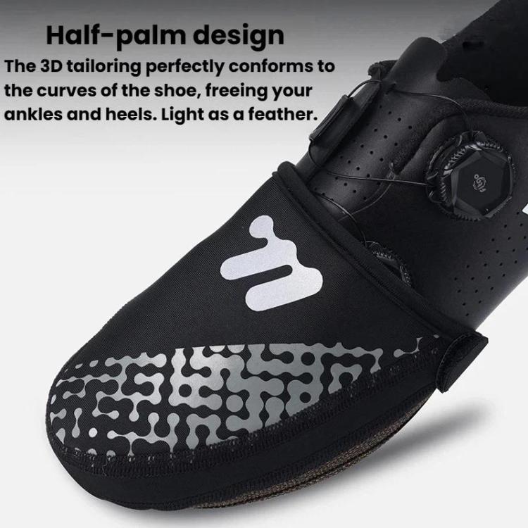 WEST BIKING Breathable Reflective Cycling Shoe Covers For Bikes Half Palm Windproof & Warm Shoe Covers, Size: XL