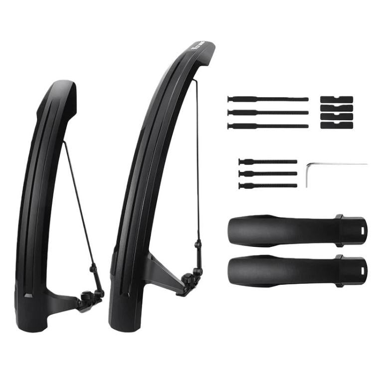 WEST BIKING YP0714046 Bike Front & Rear Extended Fenders Waterproof Mudguards Cycling Accessories - Black