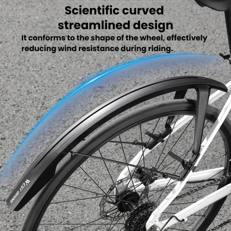 WEST BIKING YP0714046 Bike Front & Rear Extended Fenders Waterproof Mudguards Cycling Accessories - Black