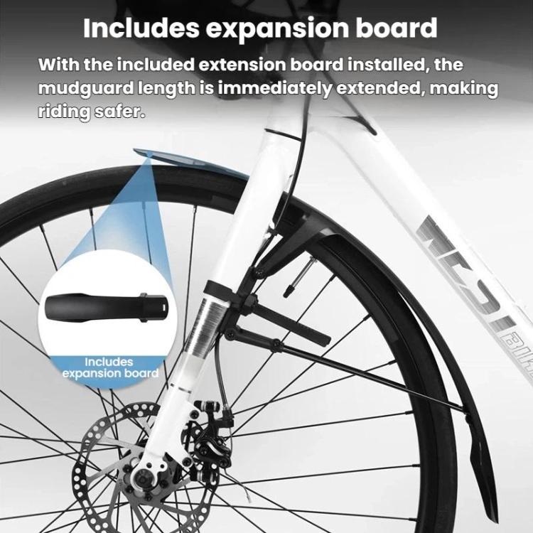 WEST BIKING YP0714046 Bike Front & Rear Extended Fenders Waterproof Mudguards Cycling Accessories - Black