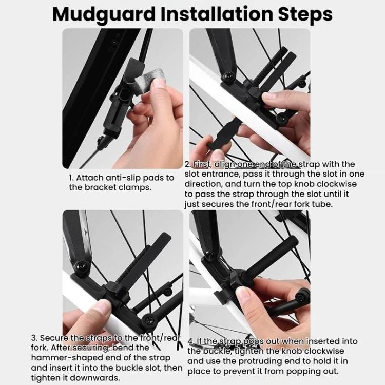WEST BIKING YP0714046 Bike Front & Rear Extended Fenders Waterproof Mudguards Cycling Accessories - Black