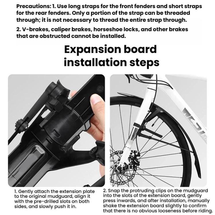 WEST BIKING YP0714046 Bike Front & Rear Extended Fenders Waterproof Mudguards Cycling Accessories - Black