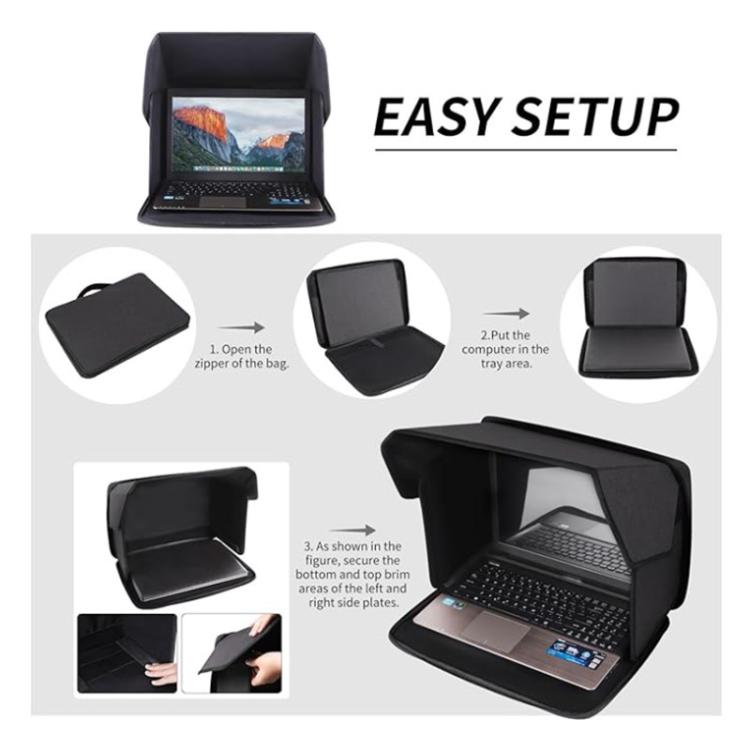 12-14 inch Small Outdoor Laptop Sunshade Foldable Portable Privacy Cover - Black