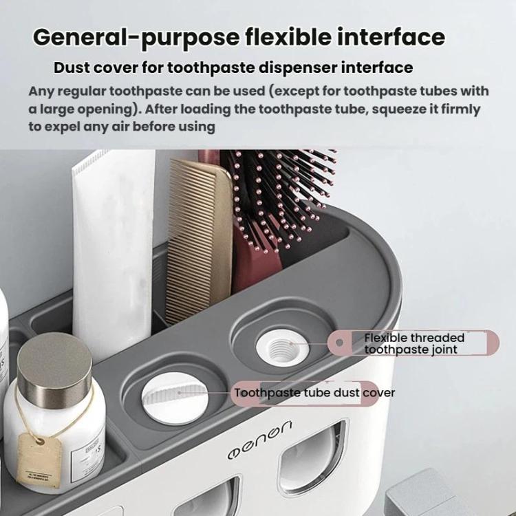 Mengni Bathroom Toothbrush Holder With Dual Toothpaste Dispenser Mouthwash Cup Set, Size: 5 Cups - Gray