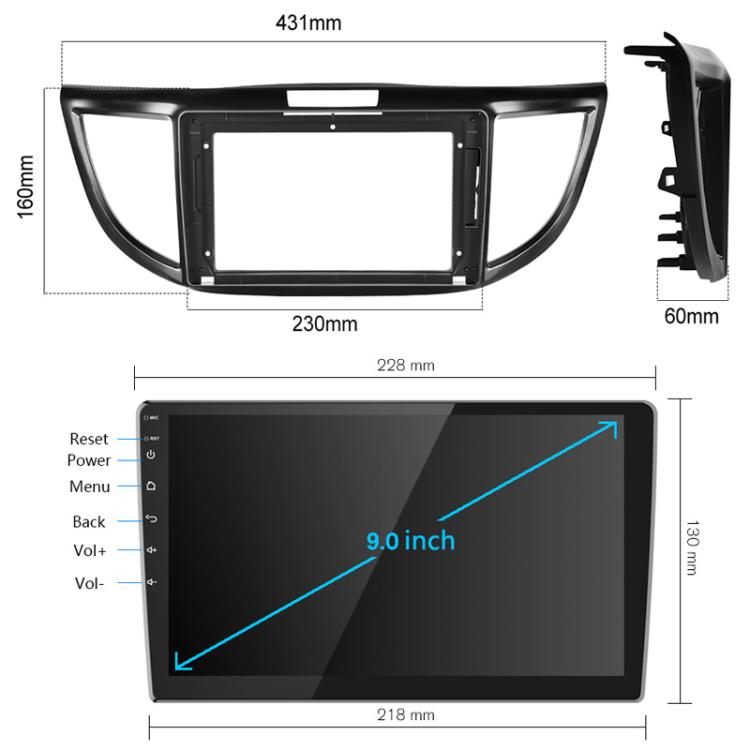 For Honda CR-V 2012-2016 9 inch Android 11 Car Navigation With Carplay Car Central Control All-In-One Machine, Style: Standard
