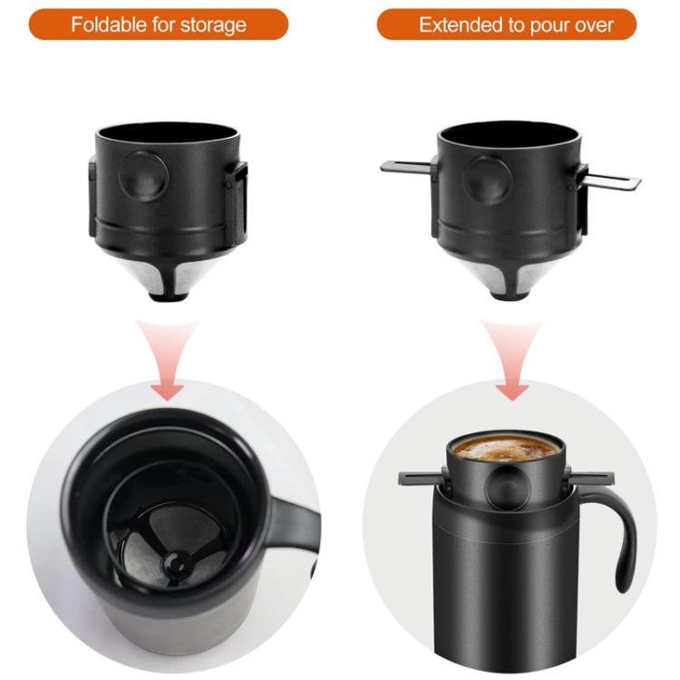 Portable Outdoor Coffee Maker Cup Stainless Steel Thermos Home Coffee Cup Drip Set, Color: White Cup+Drip Tray