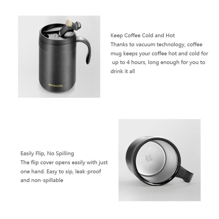 Portable Outdoor Coffee Maker Cup Stainless Steel Thermos Home Coffee Cup Drip Set, Color: Black Cup+Drip Tray+Spoon