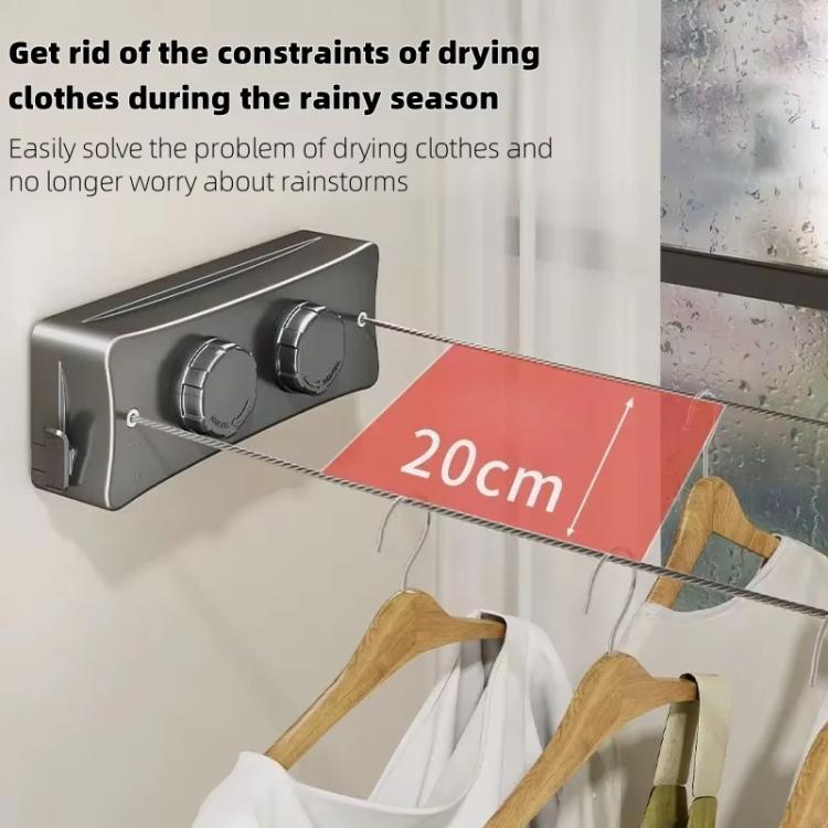 5.1m Invisible Steel Wire Clothesline Indoor Balcony Retractable Drying Rack, Color: Double String Gray