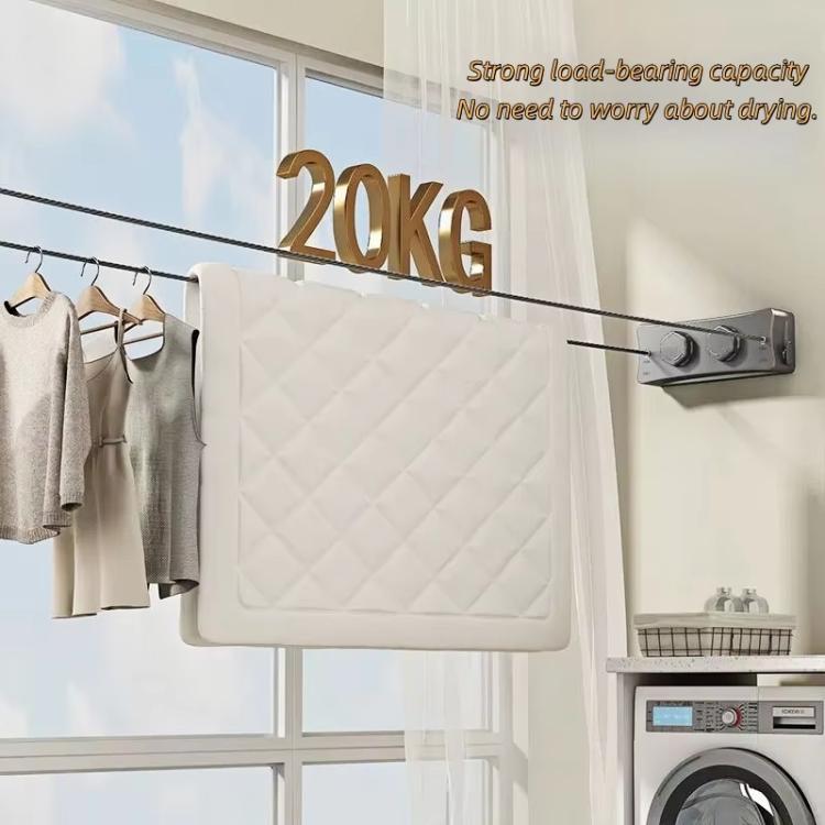 5.1m Invisible Steel Wire Clothesline Indoor Balcony Retractable Drying Rack, Color: Double String White