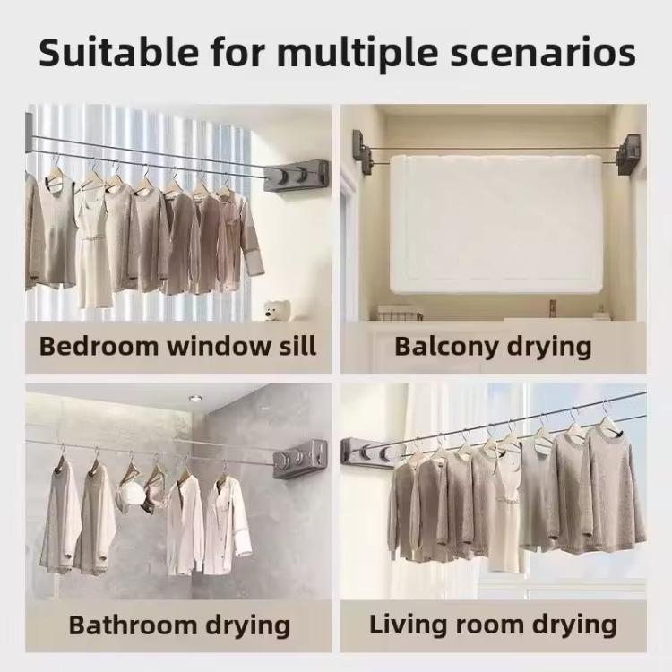 5.1m Invisible Steel Wire Clothesline Indoor Balcony Retractable Drying Rack, Color: Single String Gray