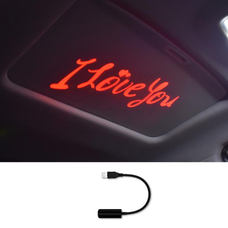 G-301 Universal Car Interior Projection Ambient Light USB High-Brightness Decorative Light, Style: I LOVE YOU Red