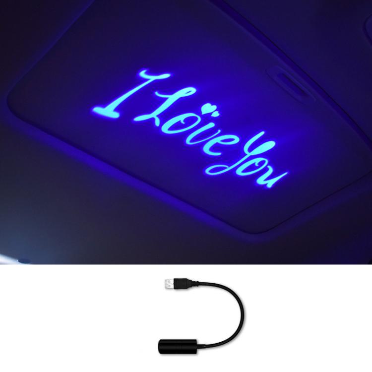 G-301 Universal Car Interior Projection Ambient Light USB High-Brightness Decorative Light, Style: I LOVE YOU Blue