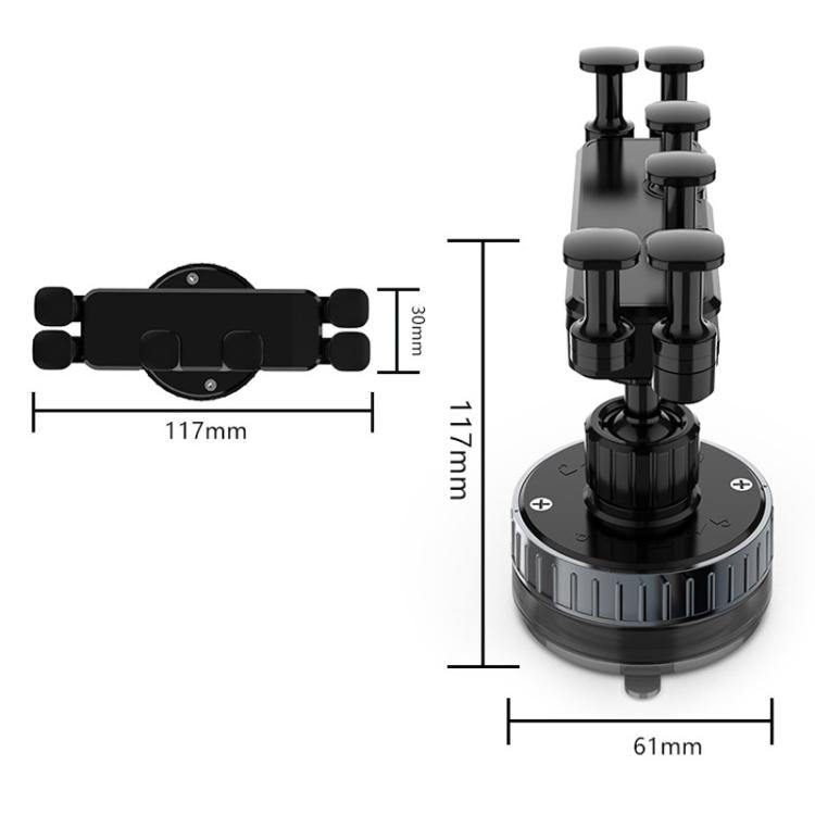 Rotating Car Phone Mount Universal Suction Cup Navigation Holder - Black