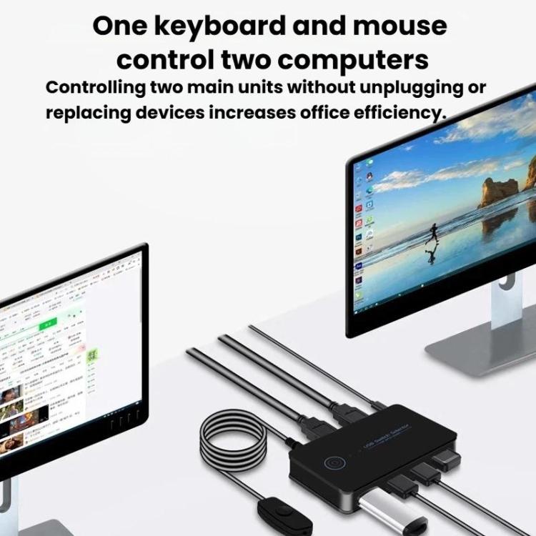KM-U204A Computer Sharing Switch Keyboard, Mouse, USB & Printer Hub, Spec: USB 2.0 2 Input 1 Output