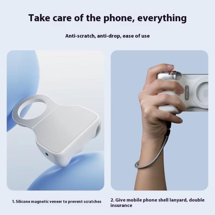 TELESIN Magnetic Phone Mounting Aid Photography Handle Remote Control Assistant, Spec: White Camera Grip+White Fill Light