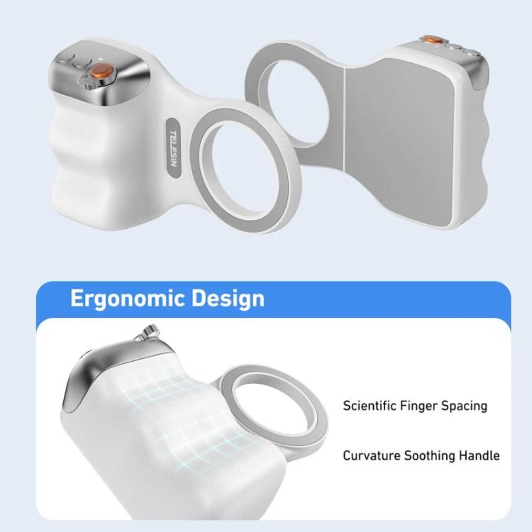 TELESIN Magnetic Phone Mounting Aid Photography Handle Remote Control Assistant, Spec: White Camera Grip+White Fill Light