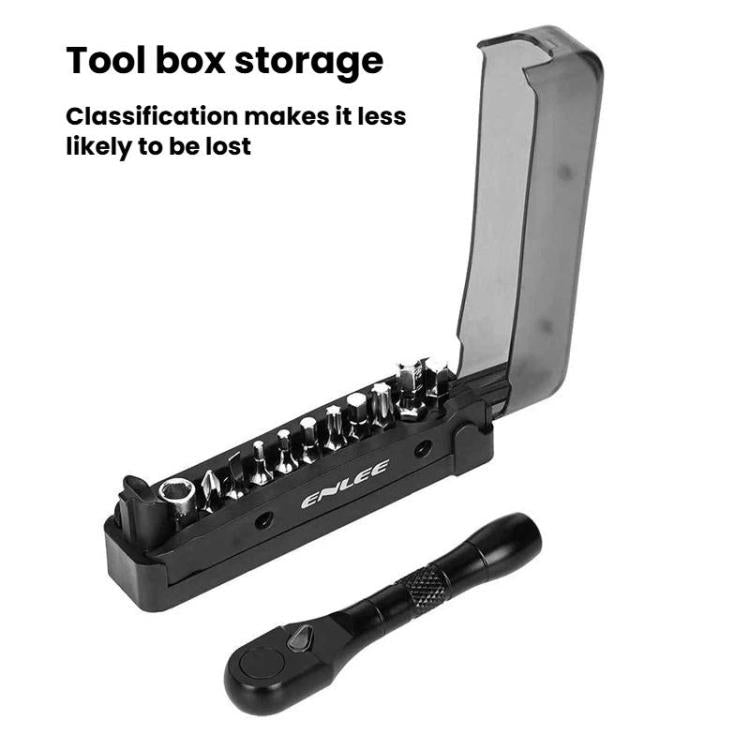 ENLEE EN59 19pcs Bike Ratchet Wrench Set Portable Multifunctional Bicycle Repair Tool Kit - Black